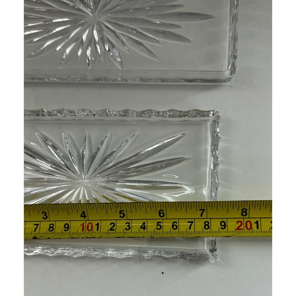 Lot Of 2 Vintage Sunburst Crystal Vanity Trays - Picture 3 of 7